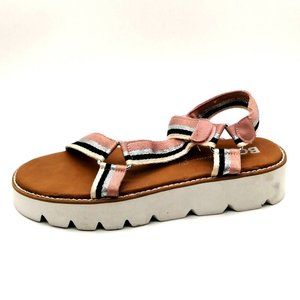 BC Womens Sandals Multicolor Glitter‎ Sport Hook Loop Ankle Strap Platform 9.5